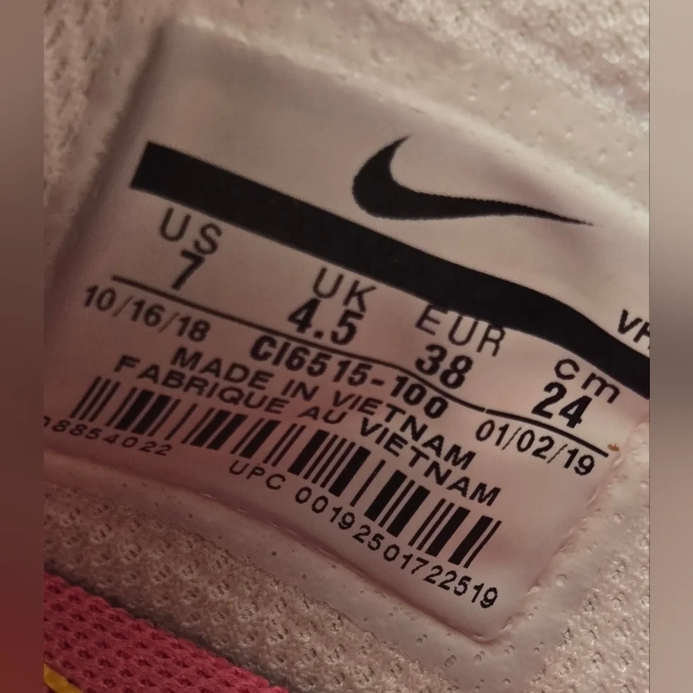 Nike Air Max 270 GS White Yellow Pink Sneakers Women’s 8.5 - Picture 11 of 12
